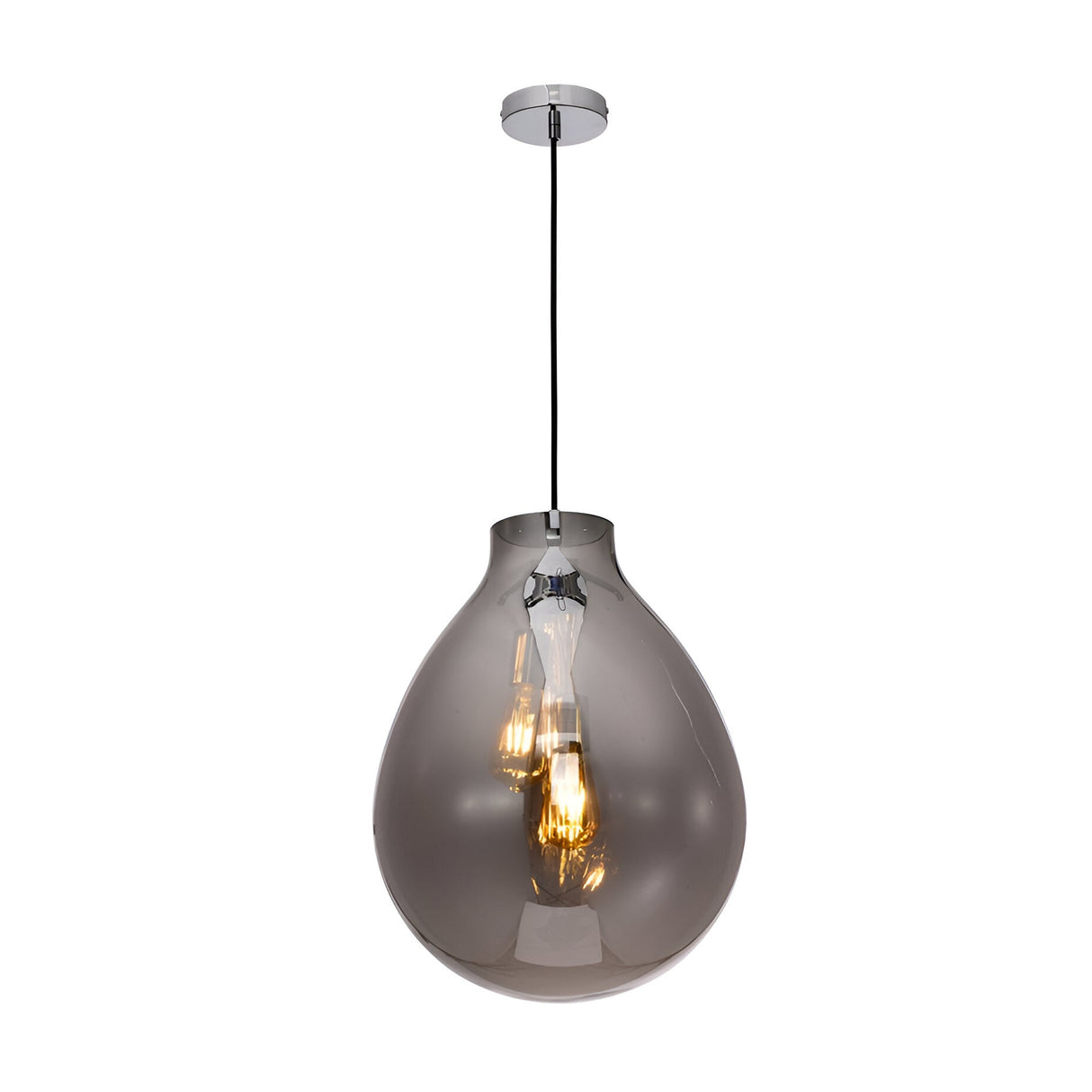 Brisa 2 Light Glass Pendant Light - Smoked Black