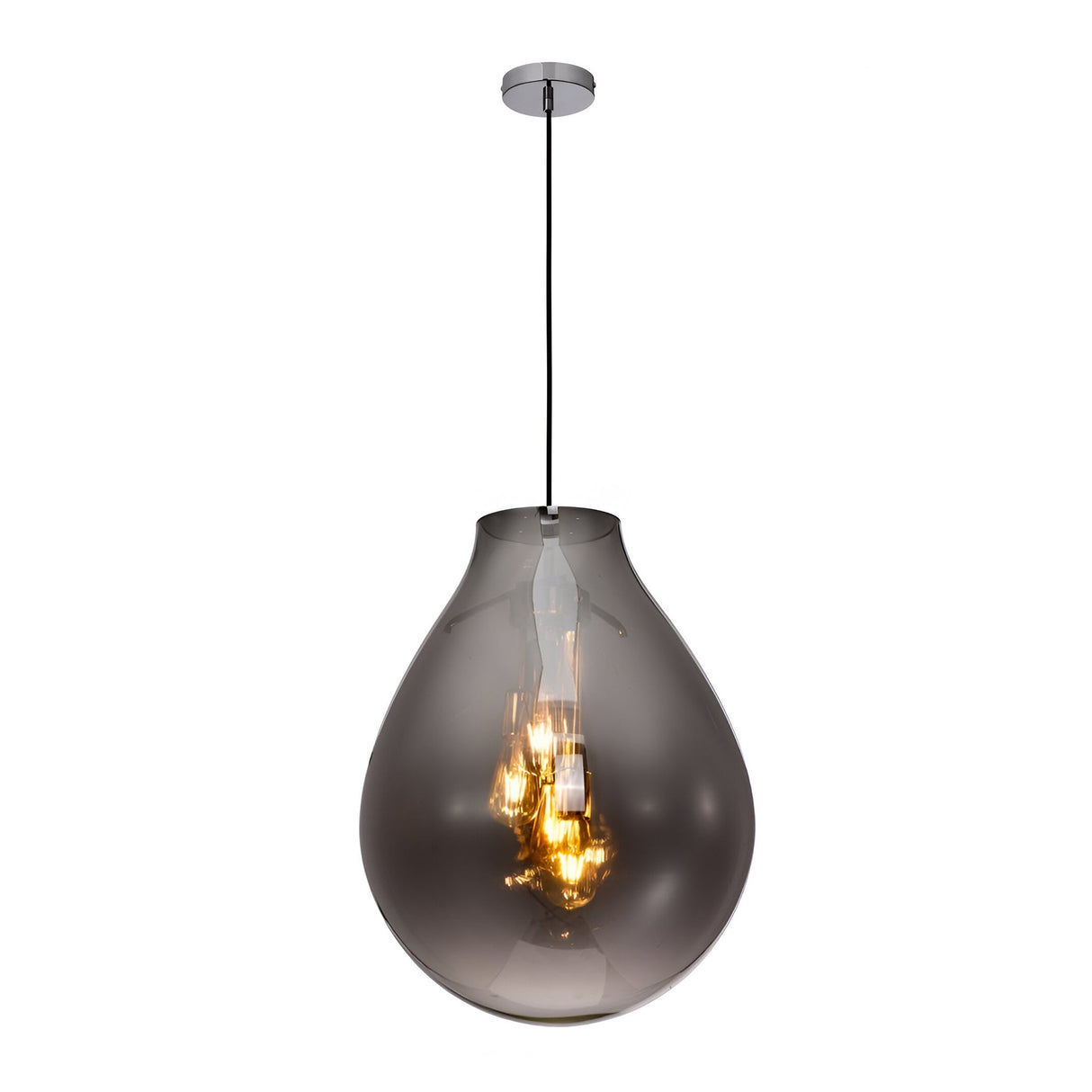 Brisa 4 Light Glass Pendant Light - Smoked Black