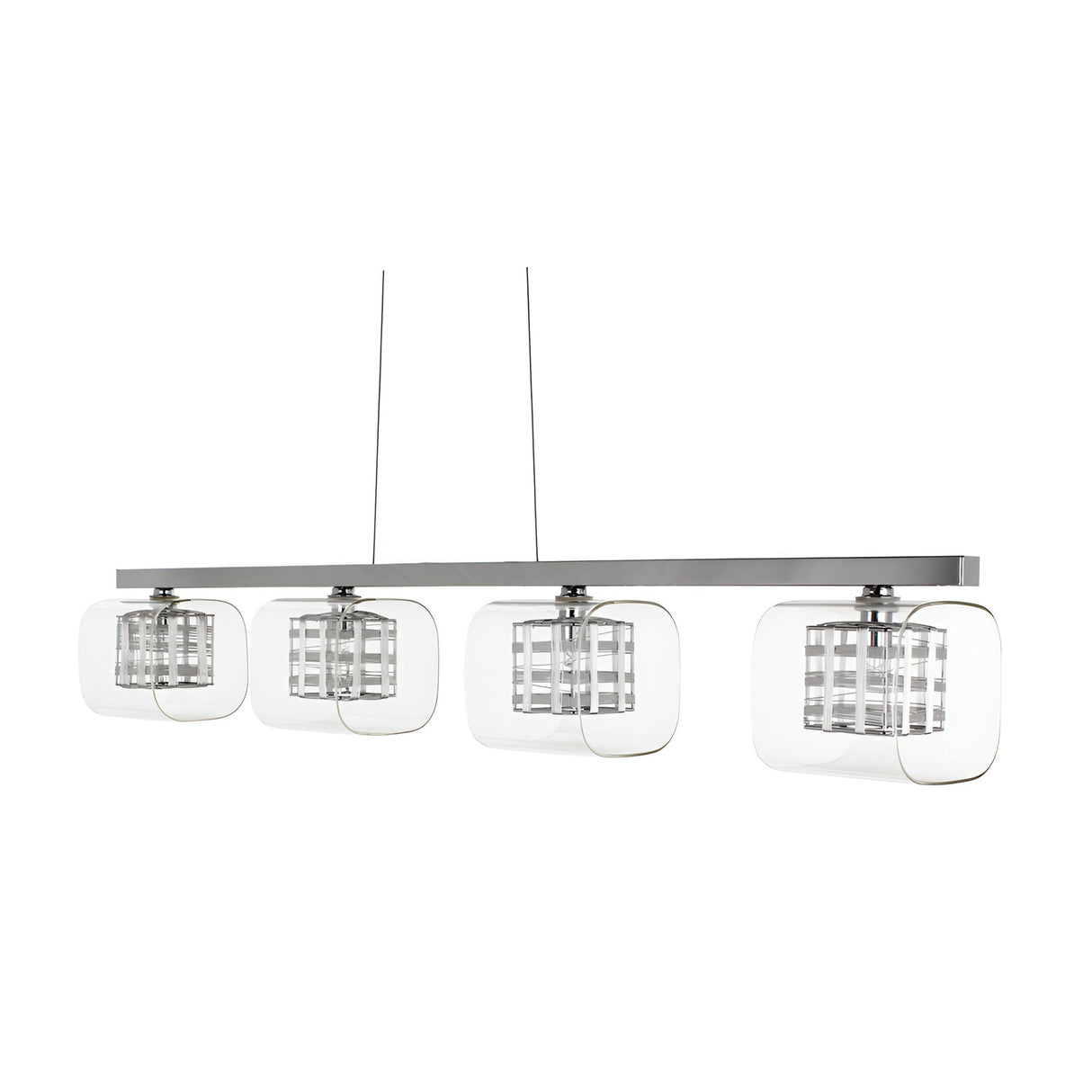 Verdale 4 Light Glass & Wire Suspension Bar - Chrome