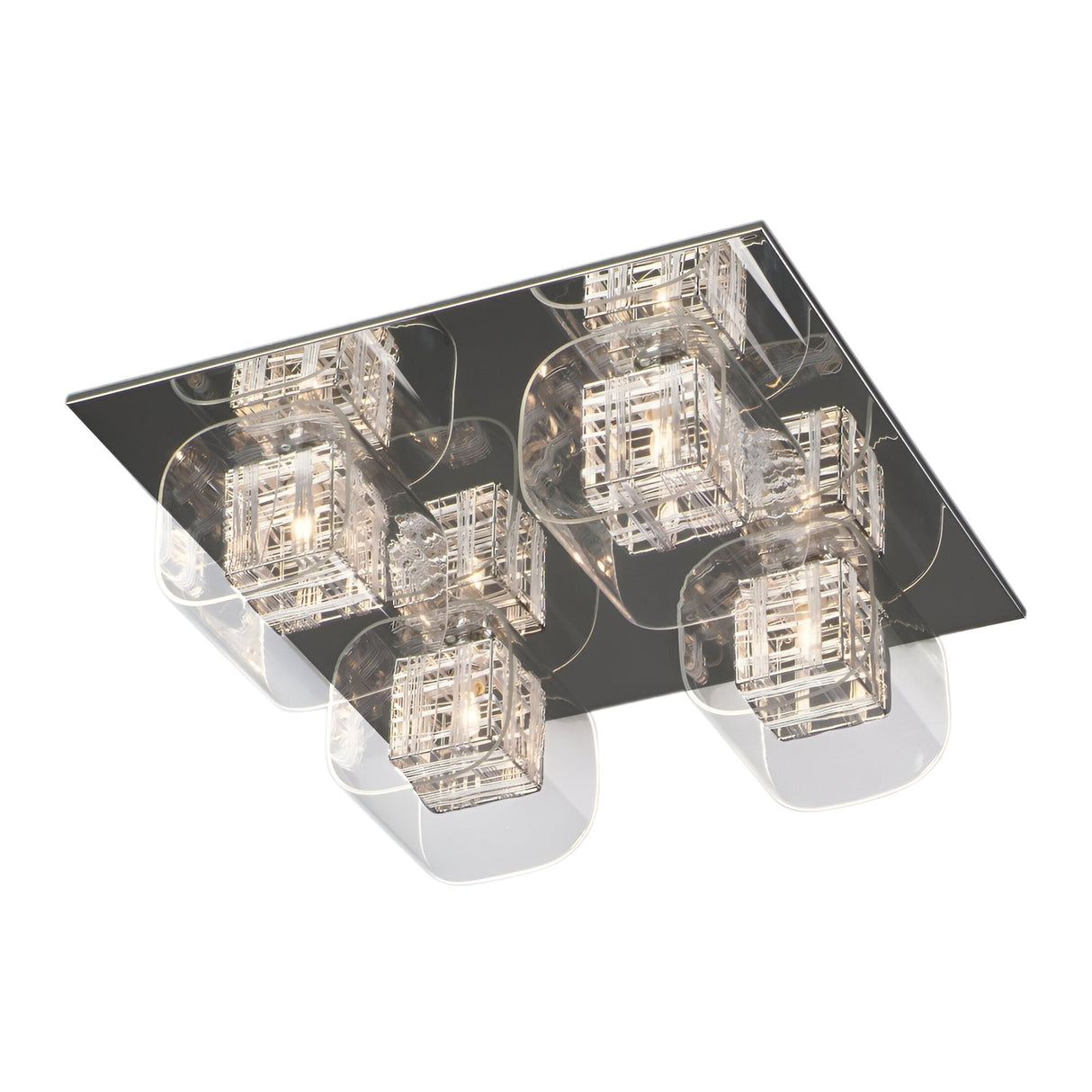 Verdale 4 Light Glass & Wire Flush Light - Chrome