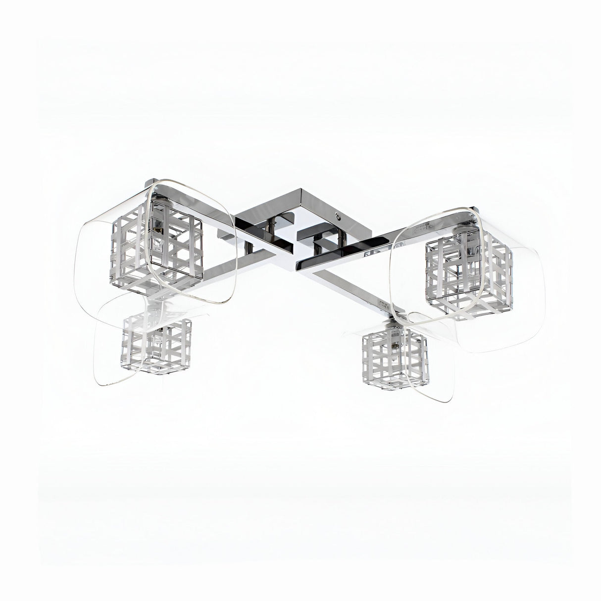 Verdale 4 Light Glass & Wire Semi-Flush Light - Chrome