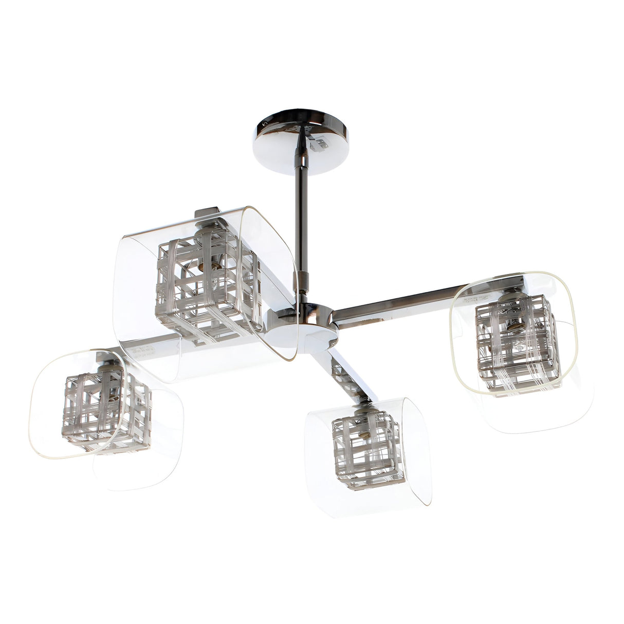 Verdale 4 Light Glass & Wire Chandelier - Chrome