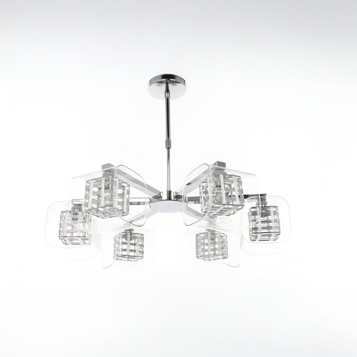 Verdale 6 Light Glass & Wire Chandelier - Chrome
