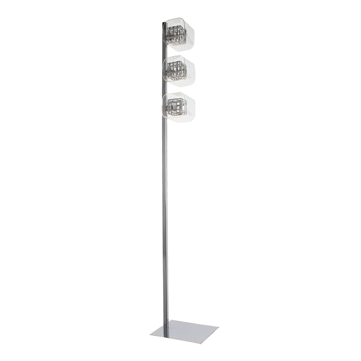 Verdale 3 Light Glass & Wire Floor Lamp - Chrome