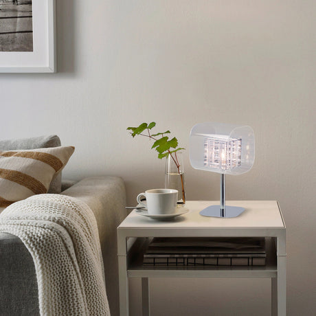 Verdale 1 Light Glass & Wire Table Lamp - Chrome