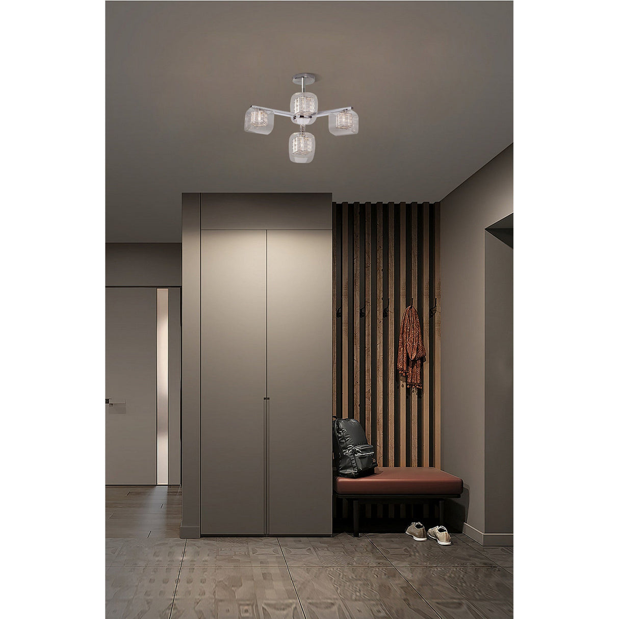 Verdale 4 Light Glass & Wire Chandelier - Chrome