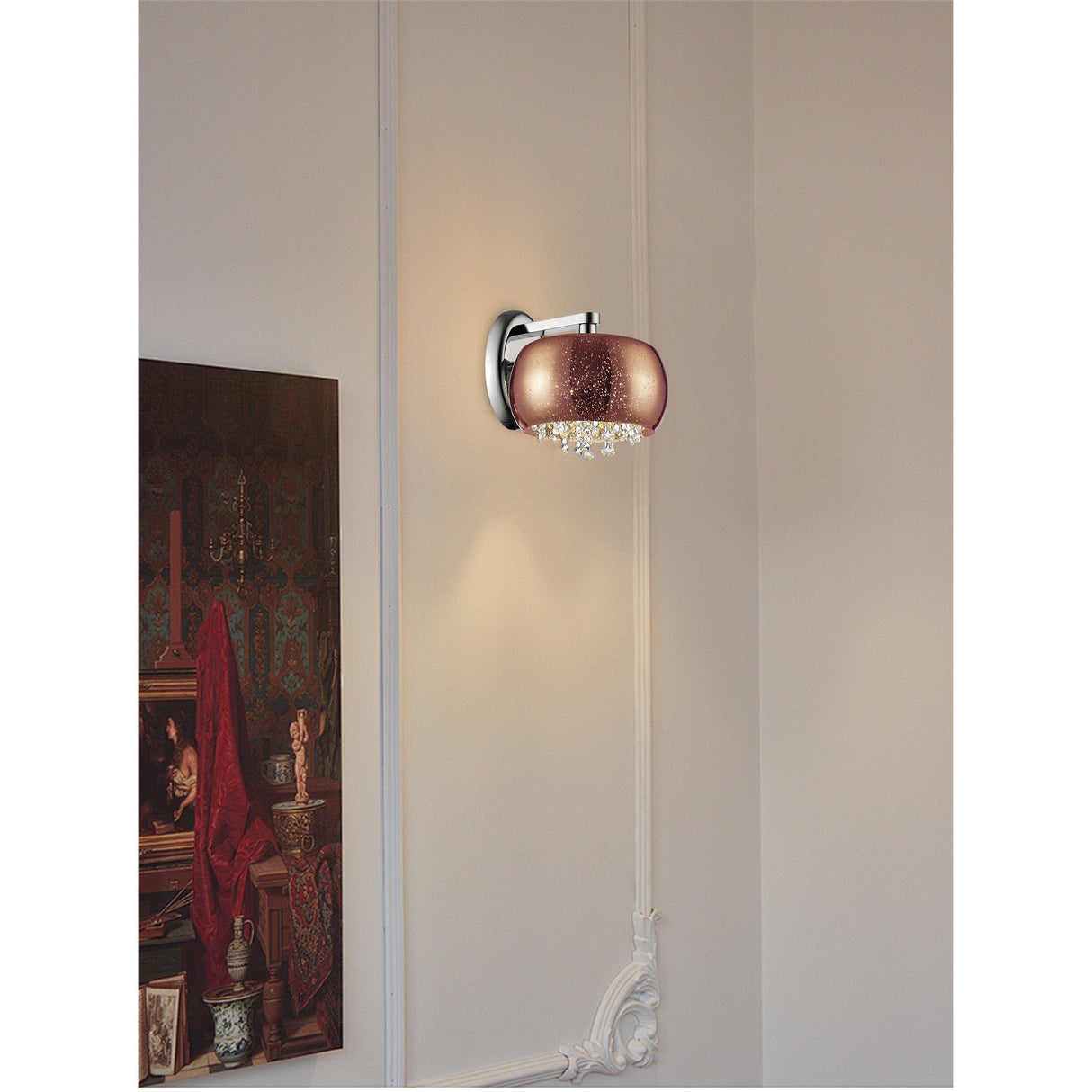 Lunara 1 Light Crystal Wall Light - Copper