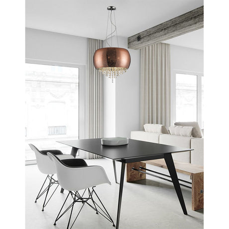 Lunara 5 Light Crystal Suspension Light - Copper