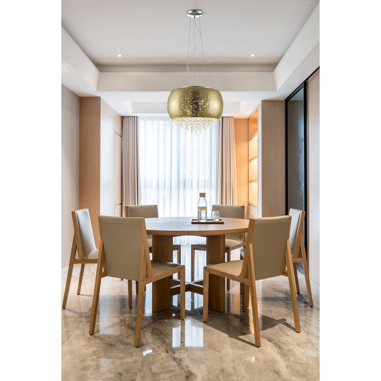 Lunara 5 Light Crystal Suspension Light - Gold