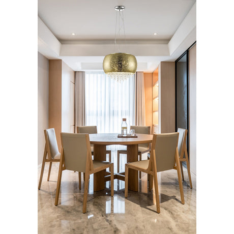 Lunara 5 Light Crystal Suspension Light - Gold