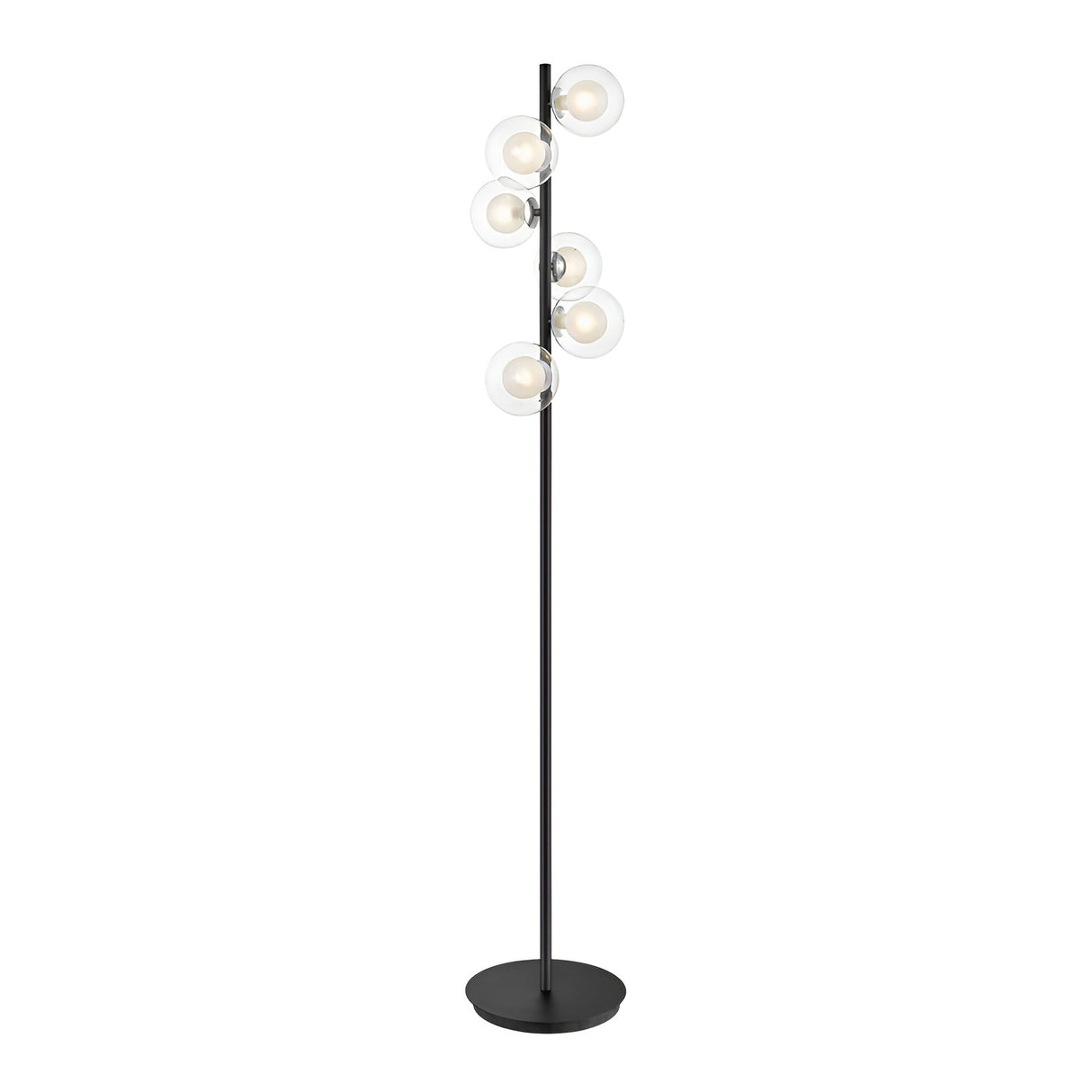 Lumen 6 Light Floor Lamp - Chrome/Matt Black