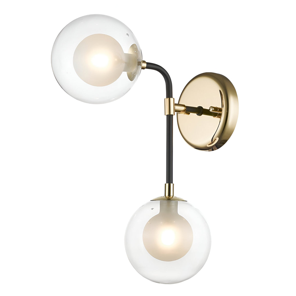Lumen 2 Light Wall Light - Gold/Matt Black