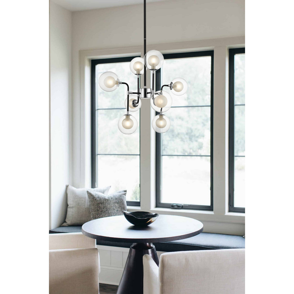 Lumen 8 Light Chandelier - Chrome/Matt Black