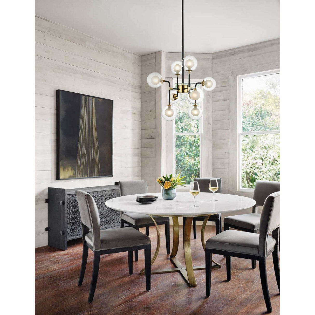 Lumen 8 Light Chandelier - Gold/Matt Black