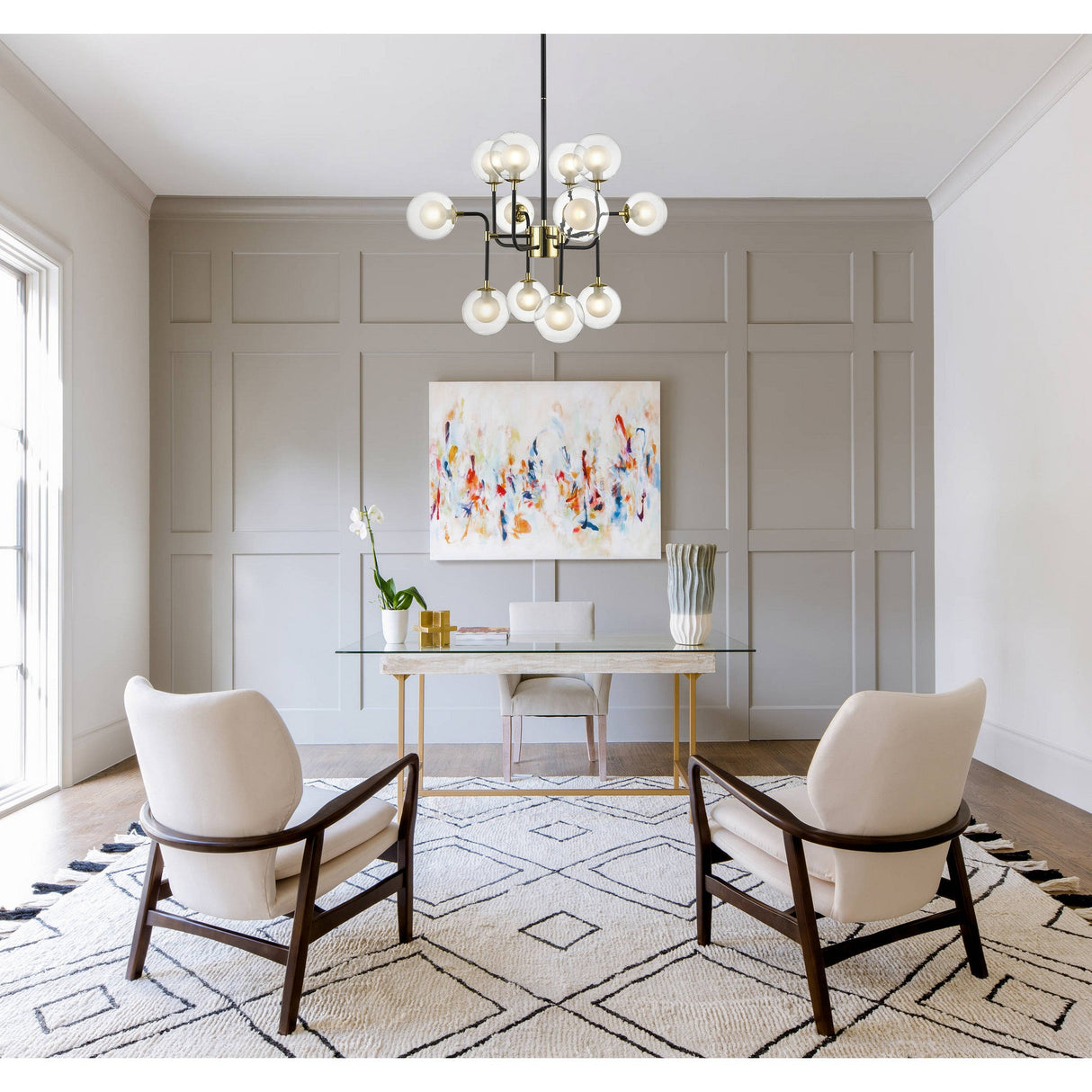 Lumen 12 Light Chandelier - Gold/Matt Black