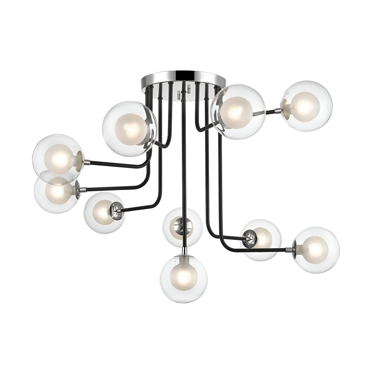 Lumen 10 Light Semi-Flush Light - Chrome/Matt Black