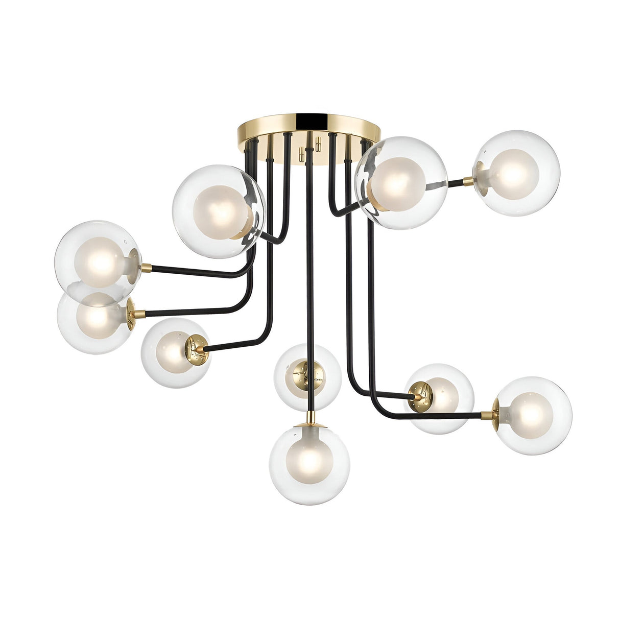 Lumen 10 Light Semi-Flush Light - Gold/Matt Black