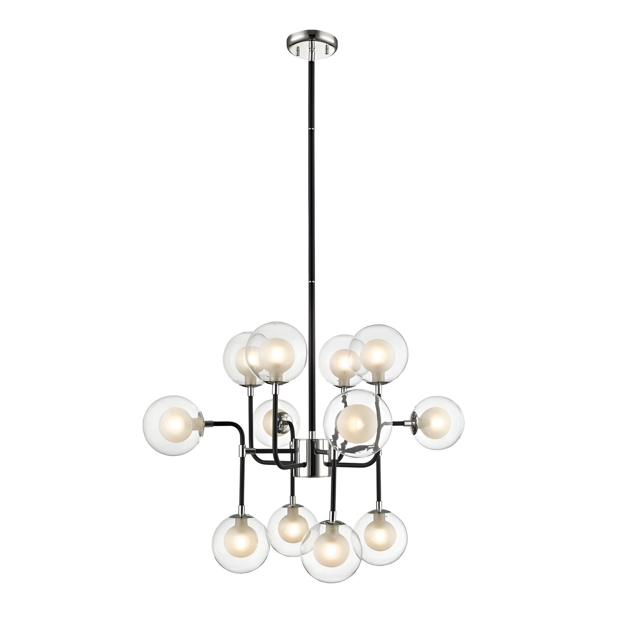 Lumen 12 Light Chandelier - Chrome/Matt Black