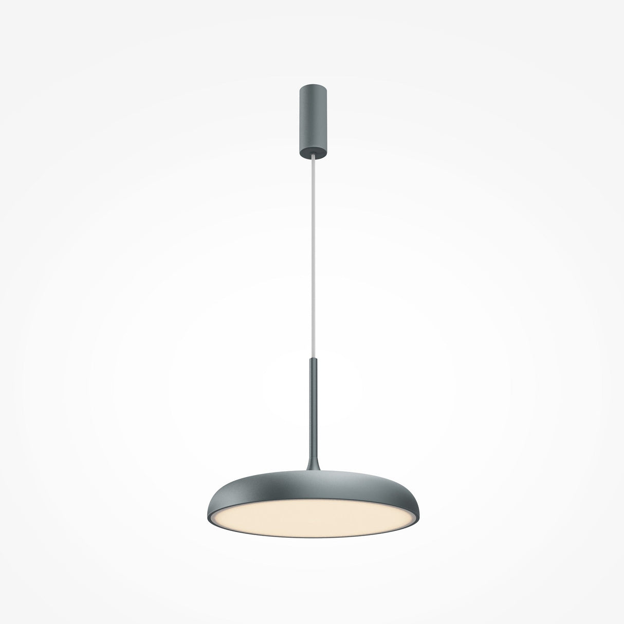 The Gerhard LED Dome Pendant Light 40cm in grey offers a modern, minimalist design with a smooth round shade and hangs from a slim cord connected to a cylindrical fixture. Perfect for adding contemporary flair and energy-efficient lighting to any space.
