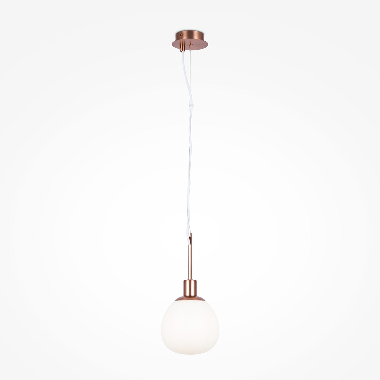 The Erich 1 Light Globe Pendant features a minimalist, smooth, egg-shaped white glass shade suspended by a thin wire and attached to a brass ceiling mount. Its an elegant lighting solution for contemporary interiors.