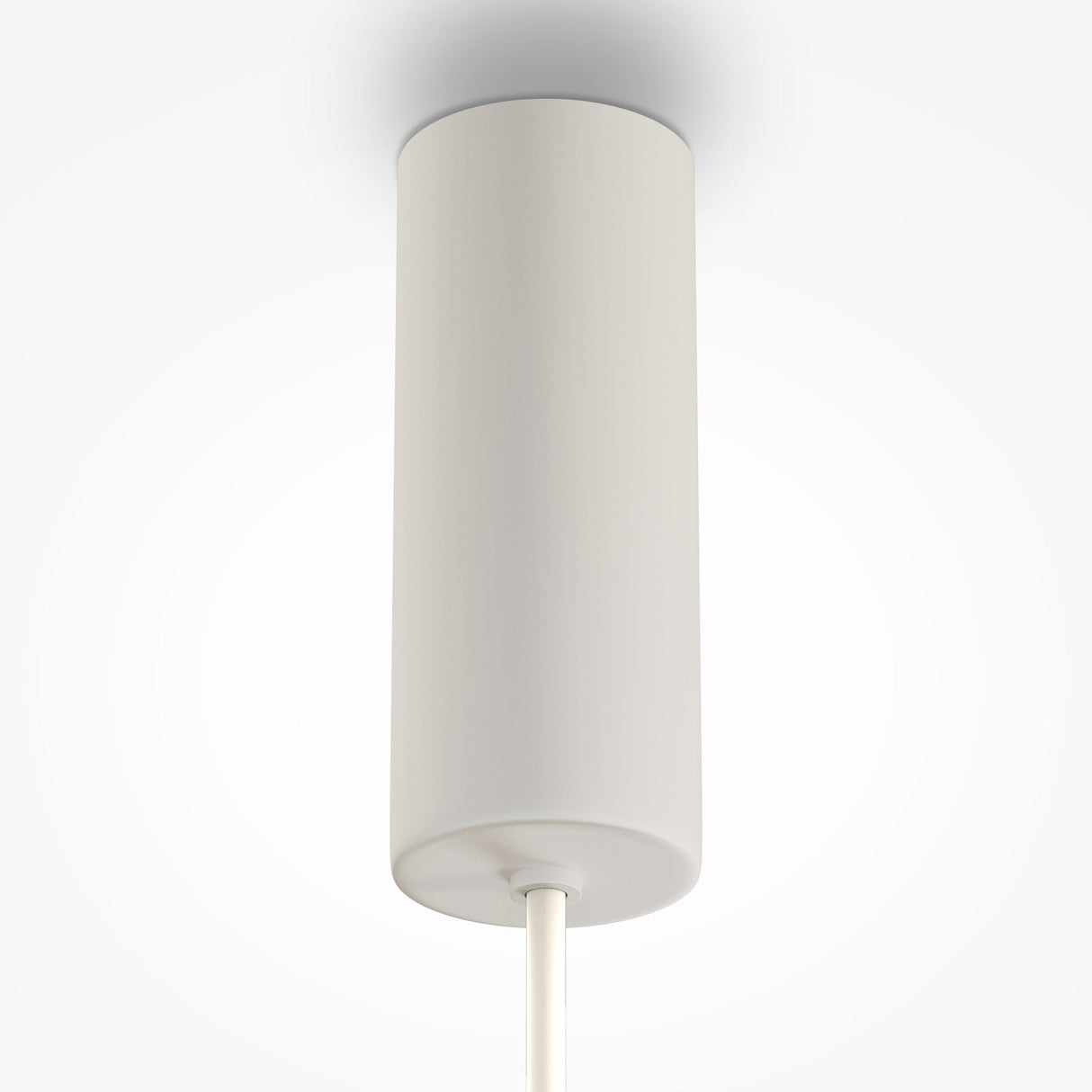 The Gerhard LED Dome Pendant Light 40cm in white, with a sleek cylindrical shape and power cord, offers energy-efficient lighting that complements a modern minimalist interior against a light background.