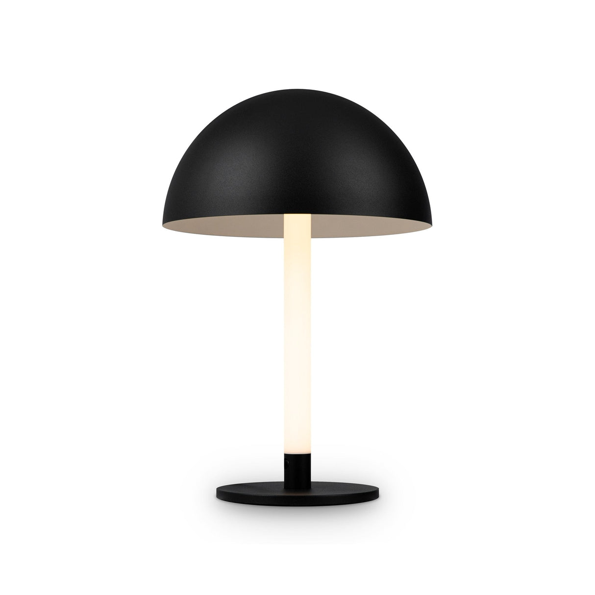 Ray LED table lamp in black, highlighting its compact and versatile form.