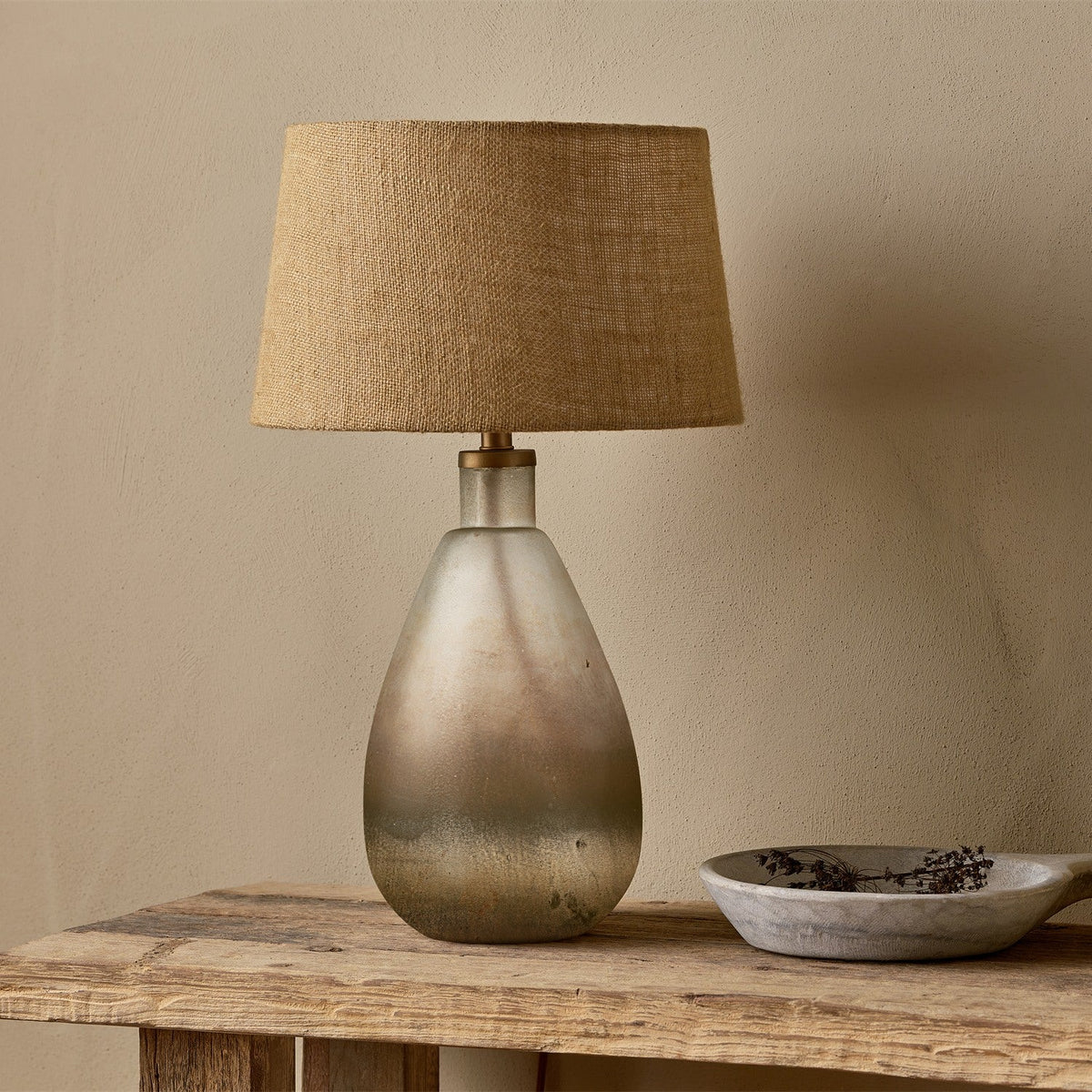 Palla Recycled Glass Table Lamp Base - Rustic Smoke