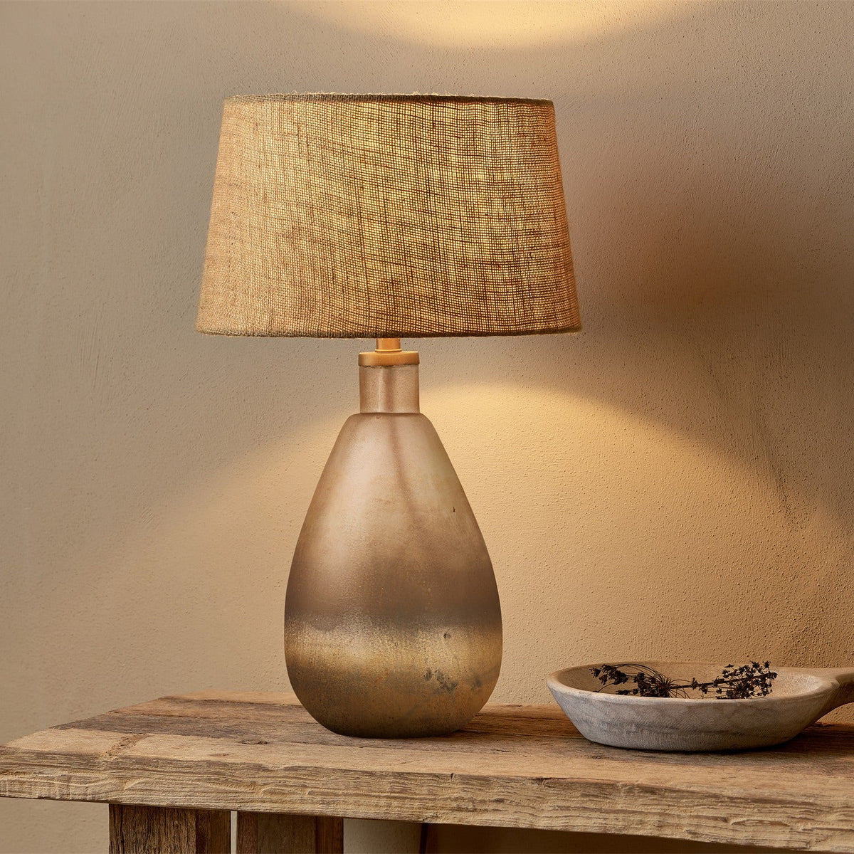 Palla Recycled Glass Table Lamp Base - Rustic Smoke
