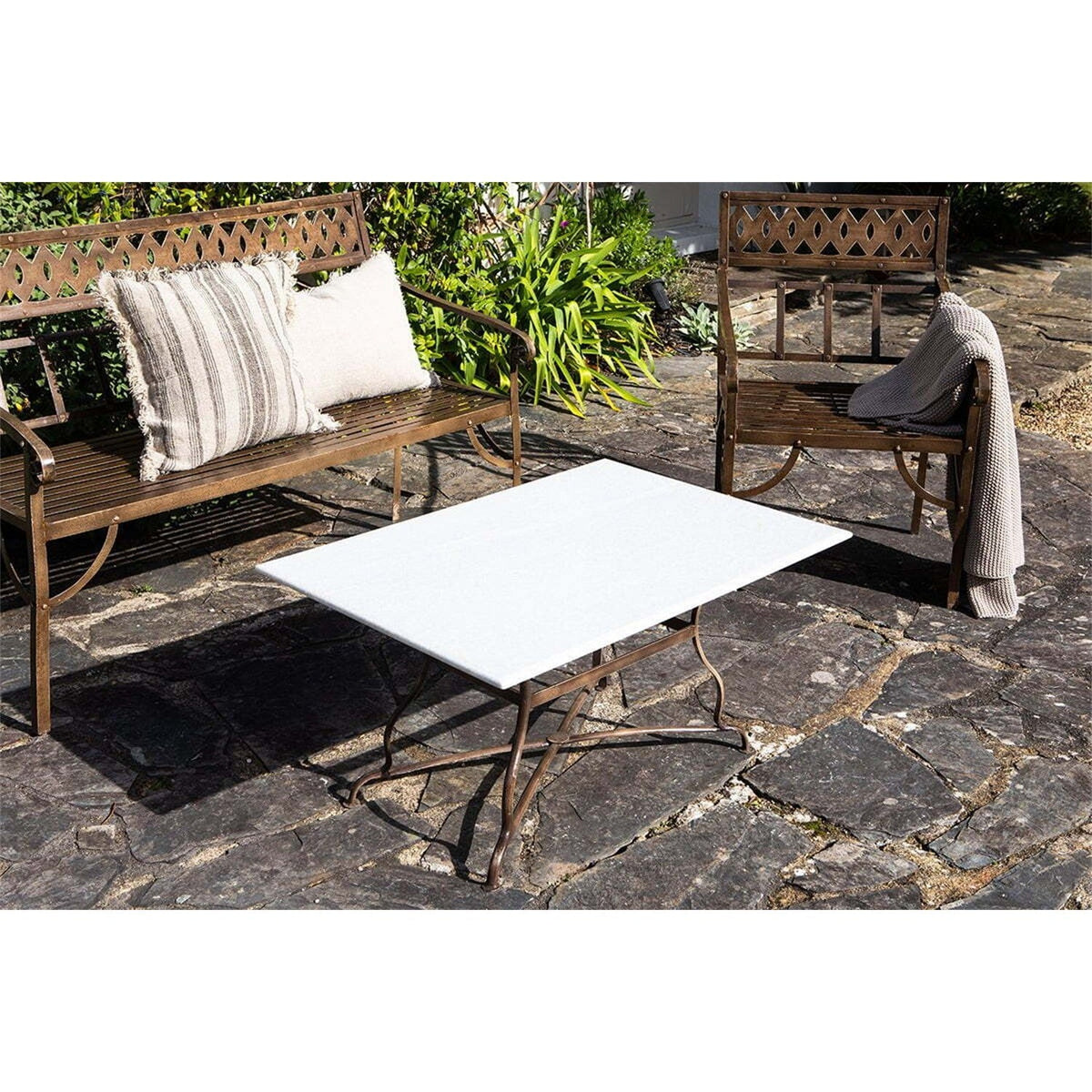 Parwaha Marble Garden Table - Off White