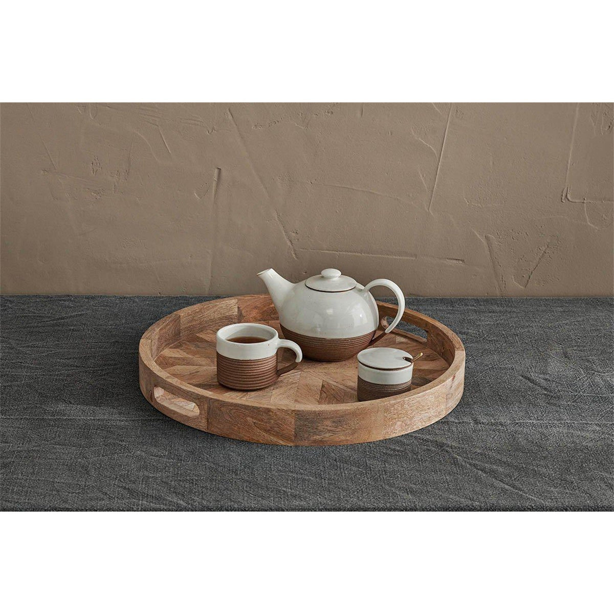 Pawi Round Mango Wood Tray - Natural