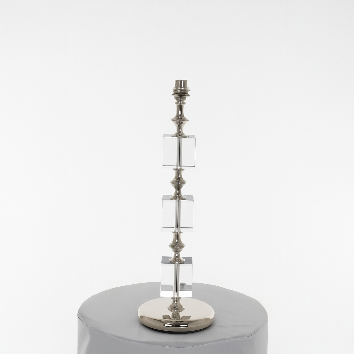 Bostin 1 Light Cube Column Crystal Table Lamp - Nickel