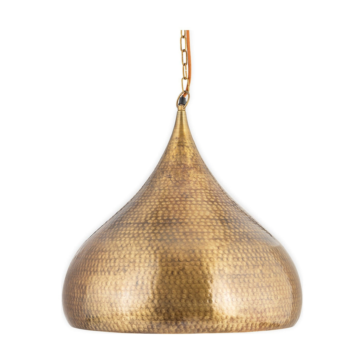 Quinn Large Hammered Pendant Light - Antique Brass