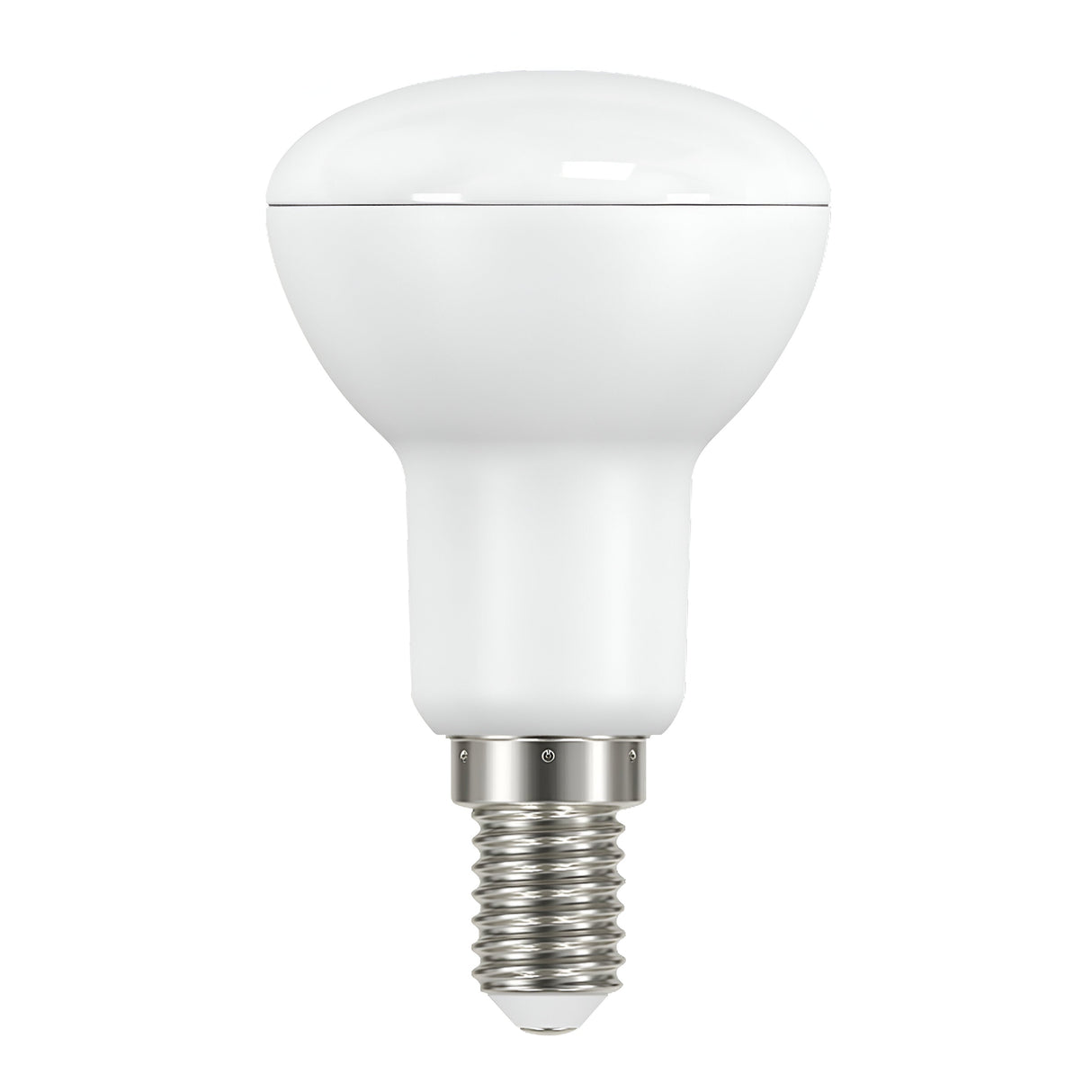 The Eveready 4.5W Non-Dimmable R50 LED Reflector Bulb in Warm White is showcased against a simple backdrop. It boasts a smooth, curved top and a metallic E14 screw fitting at the base, combining elegance with practicality.
