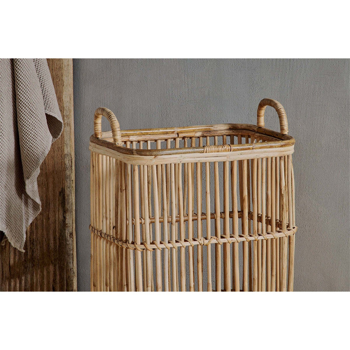 Rammi Tall Rattan Laundry Basket - Natural
