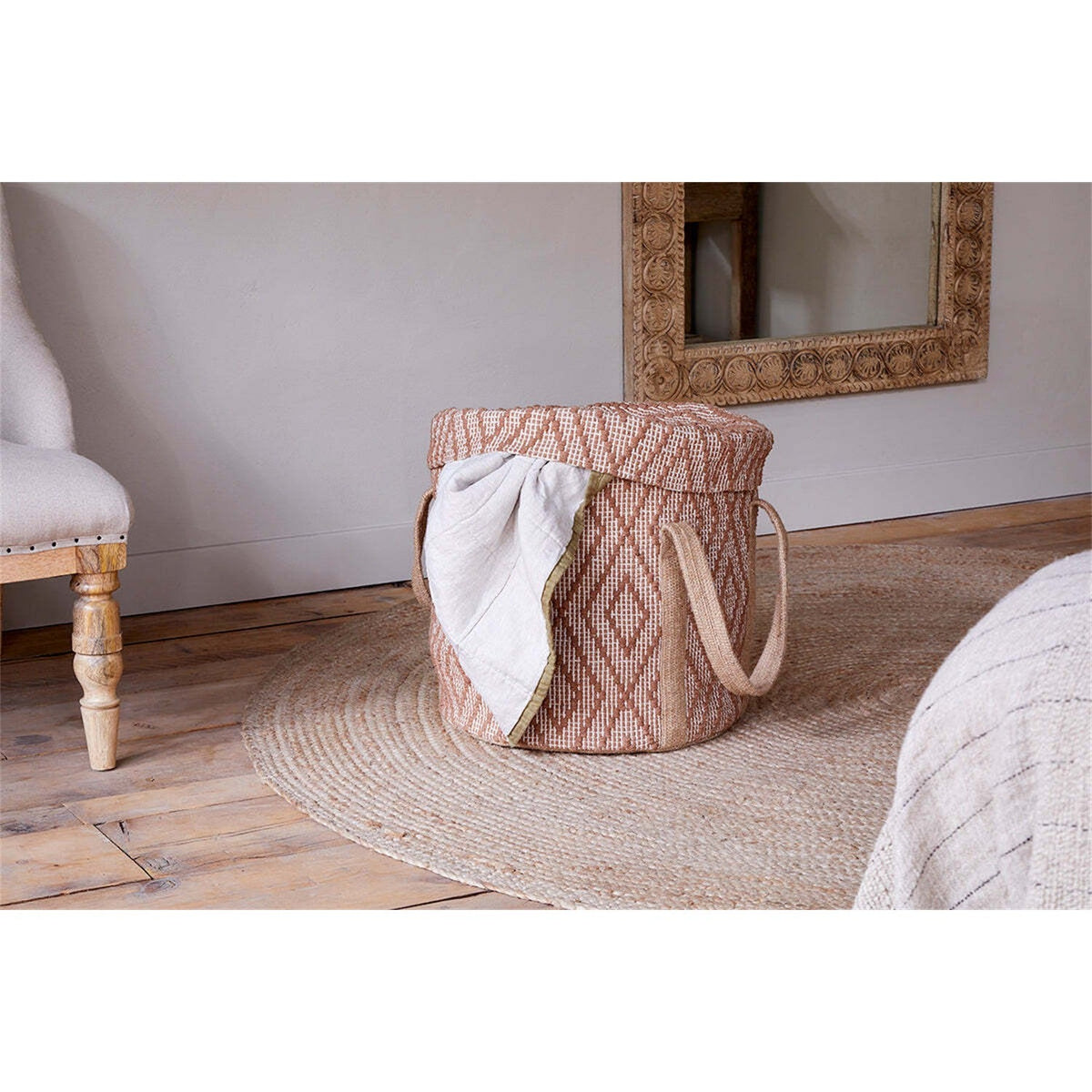 Renu Jute Laundry Basket - Rust & Natural