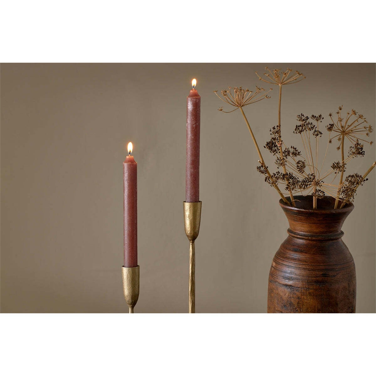 Rustic Soy Blend Dinner Candles - Rust - Set of 2