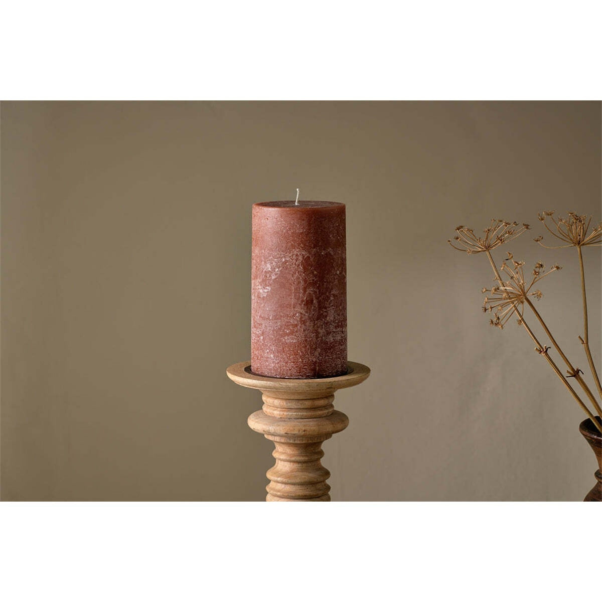 Rustic Large Soy Blend Pillar Candle - Rust