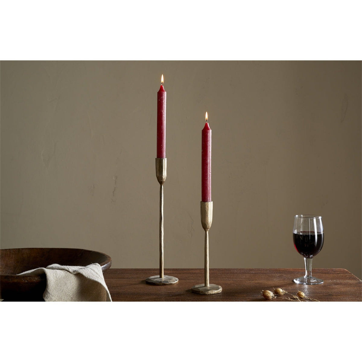 Rustic Soy Blend Dinner Candles - Dark Cherry - Set of 2