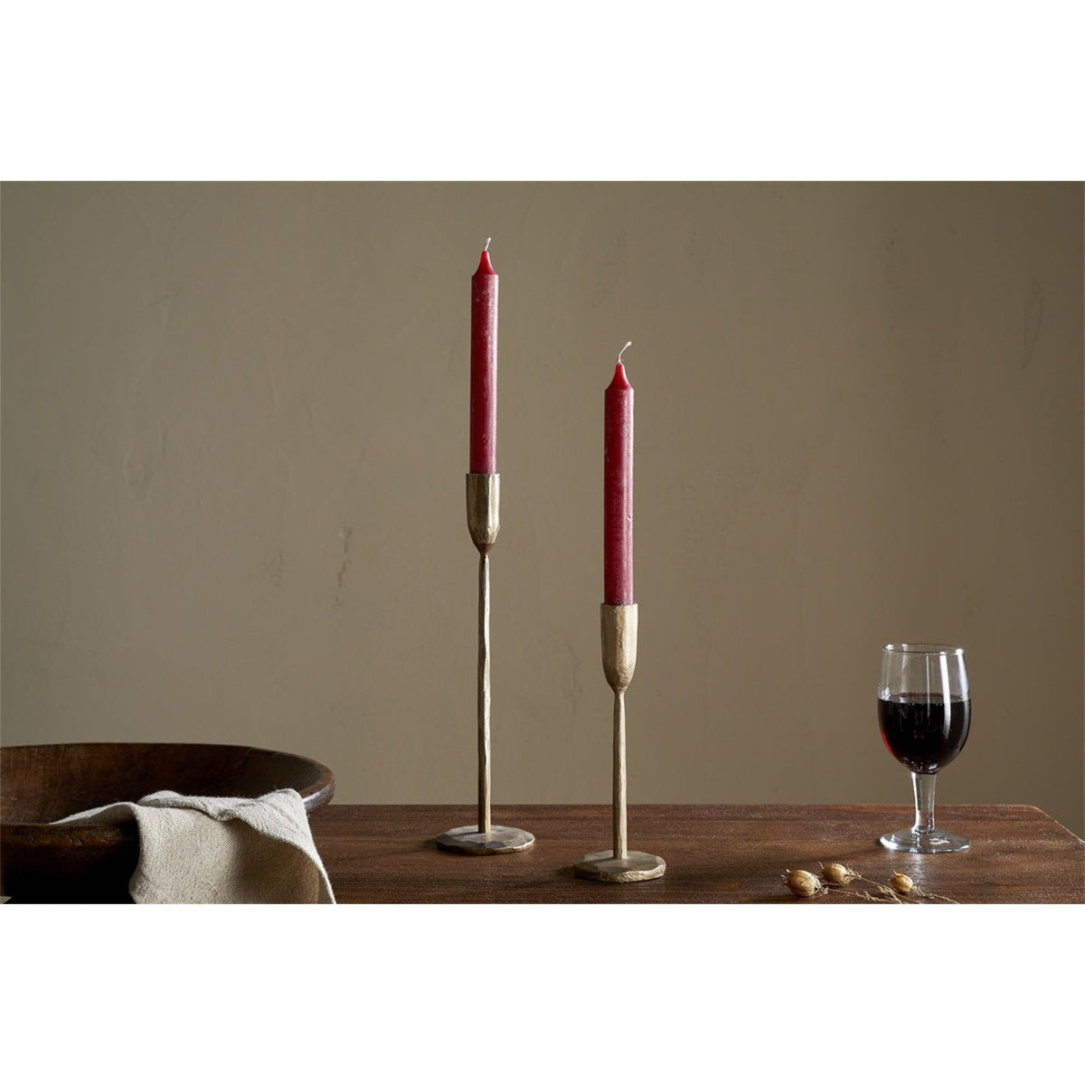 Rustic Soy Blend Dinner Candles - Dark Cherry - Set of 2