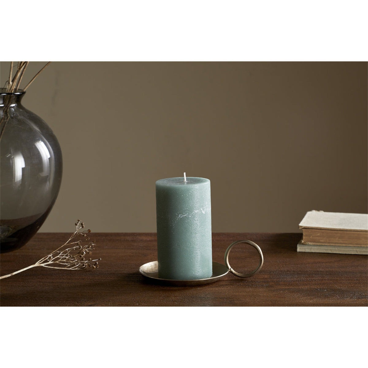 Rustic Small Soy Blend Pillar Candle - Sage Green