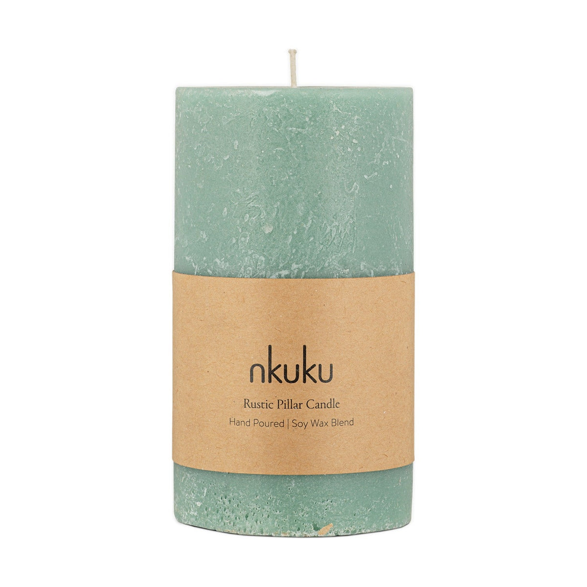 Rustic Large Soy Blend Pillar Candle - Sage Green