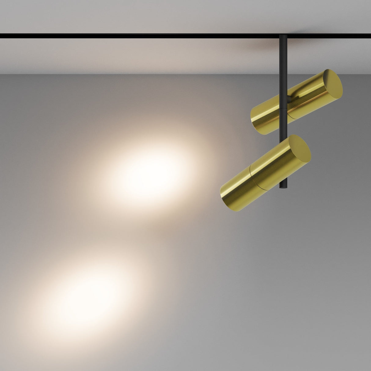 Additional perspective of Elti Duo LED Magnetic Exility Track Spotlight, featuring a refined aesthetic in black and brass
