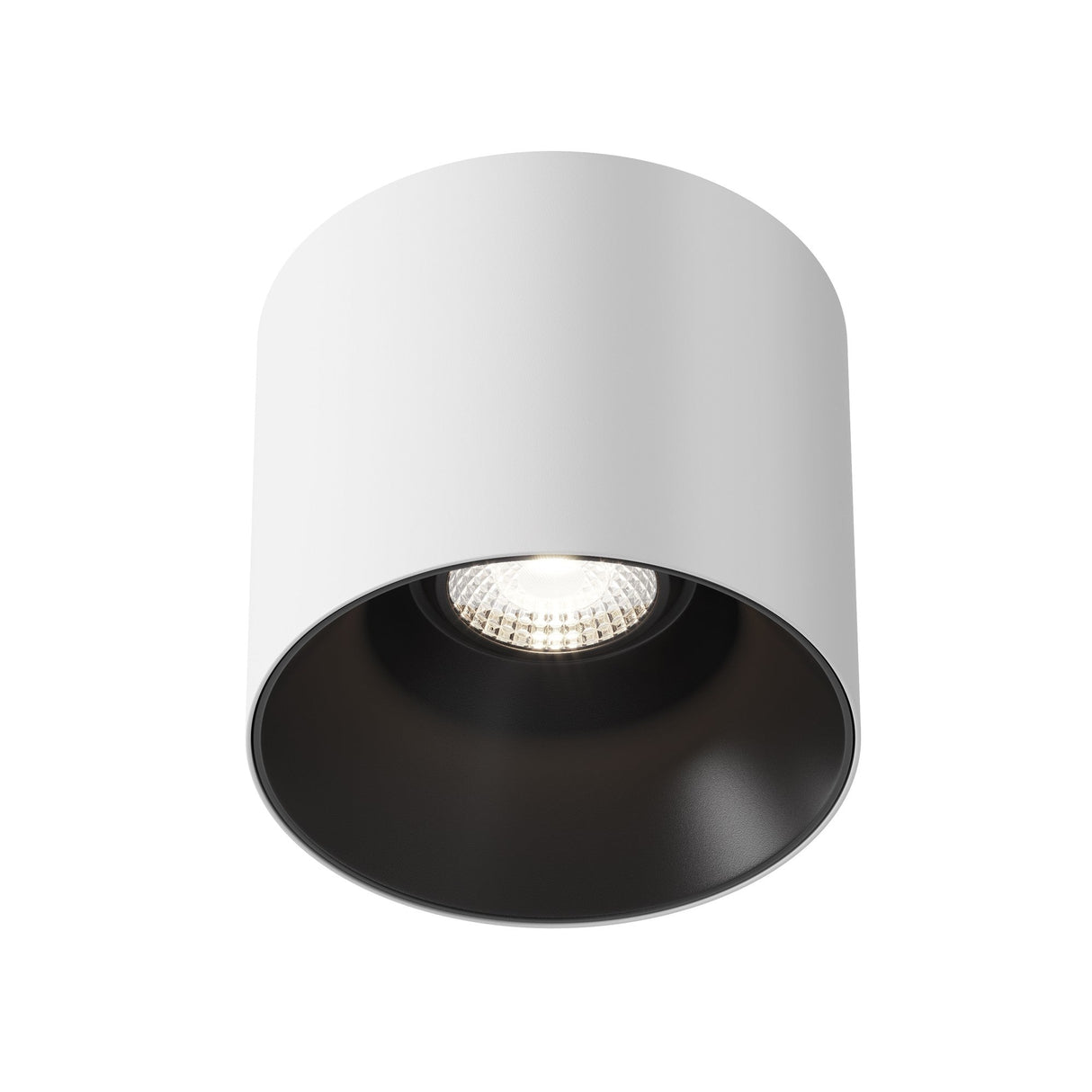 Alfa LED Dimmable Fixed Round Surface Downlight in white and black, bringing adjustable lighting options to modern spaces