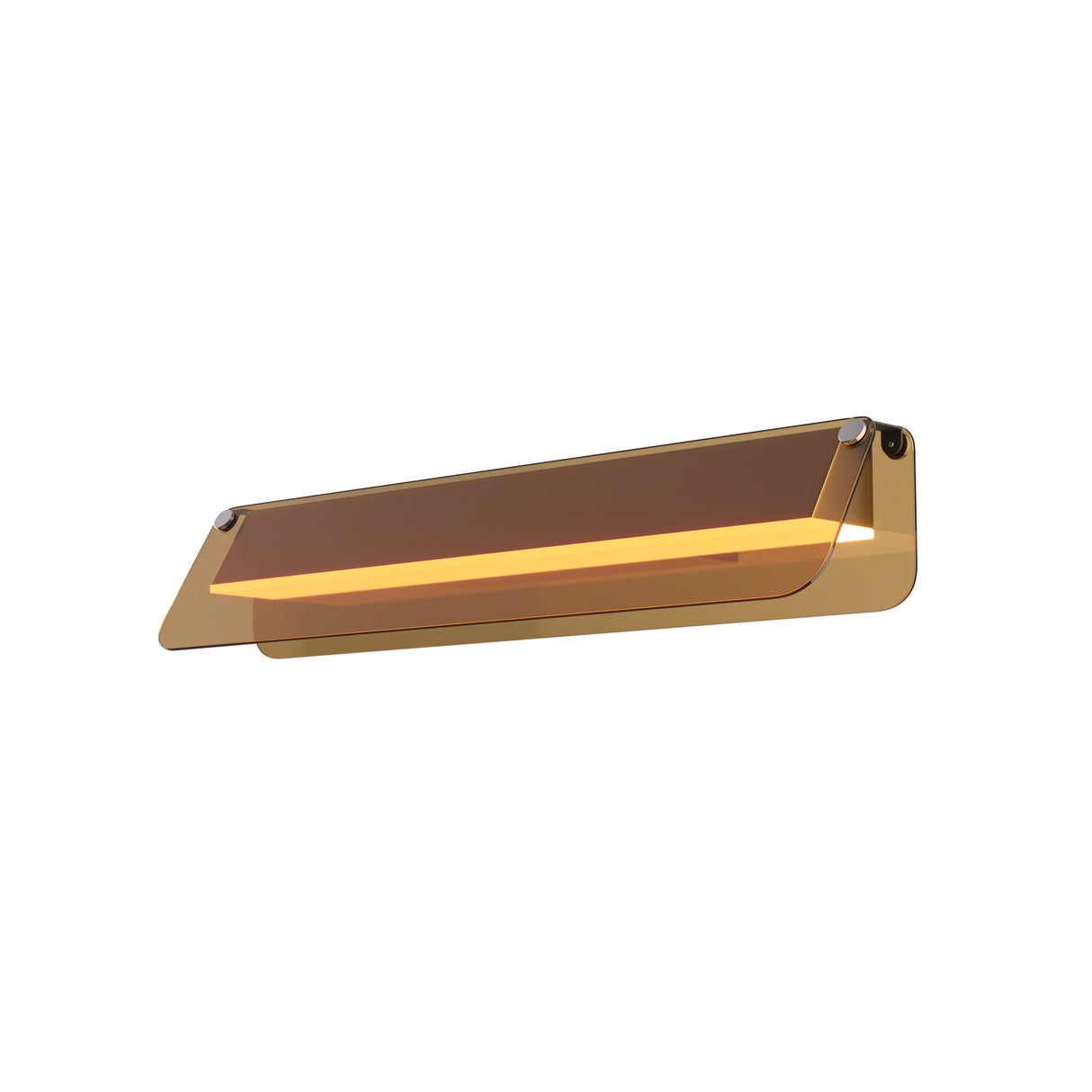 Flat Amber Glass LED Wall Light - Black