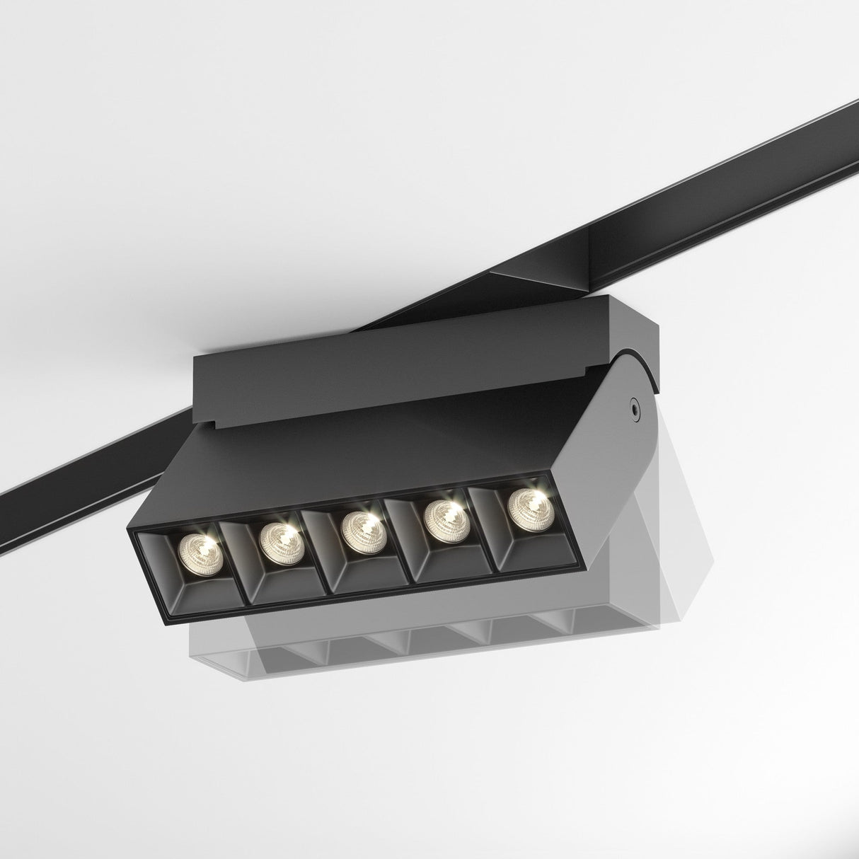 Mobility feature of Points Rot Linear track light in Black for magnetic track system, enhancing directional lighting flexibility.