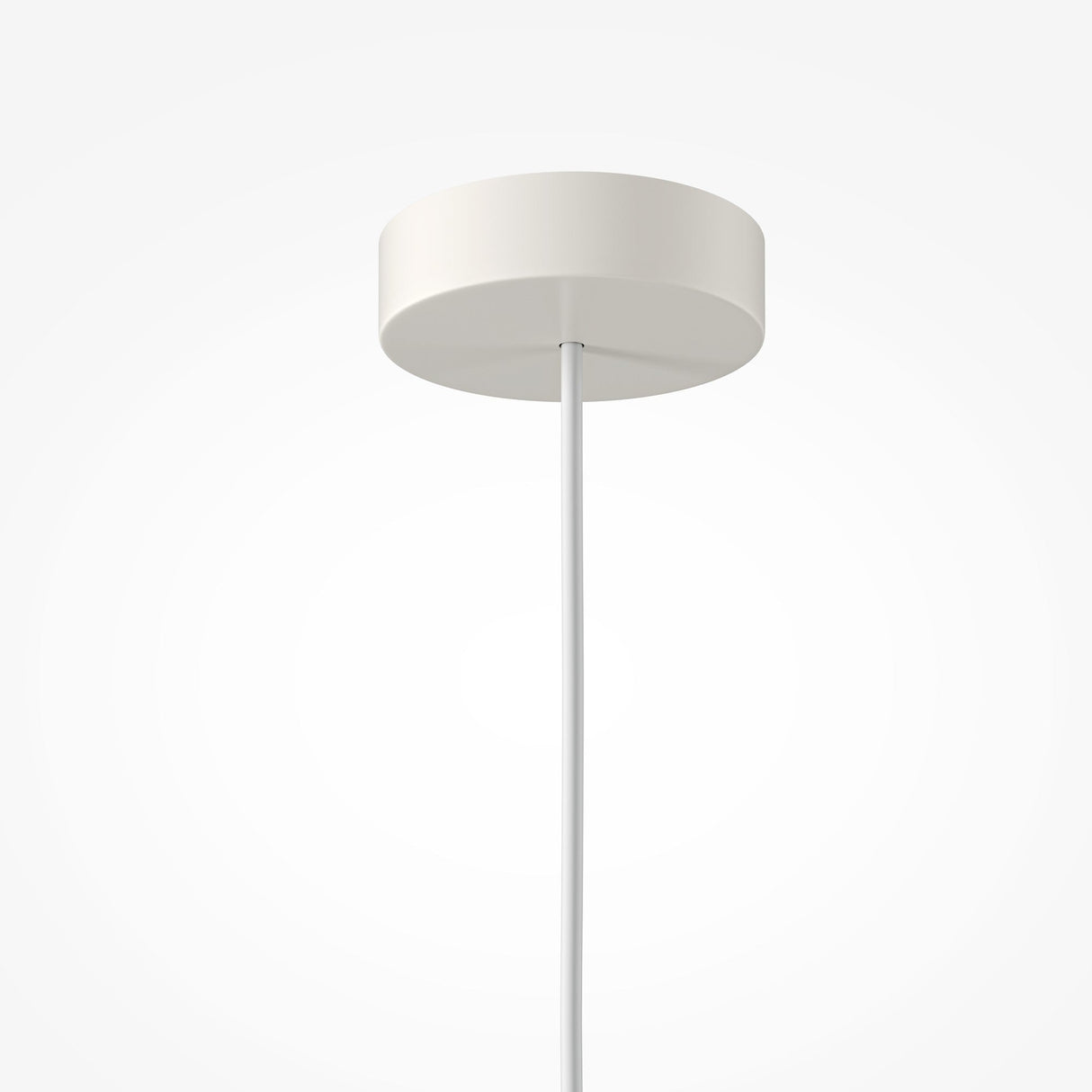 Close-up of the Kyoto Pendant Light - White & White Marble Base against a white background. The circular canopy is connected to the pendant by a straight, white cord, showcasing a minimalist design.