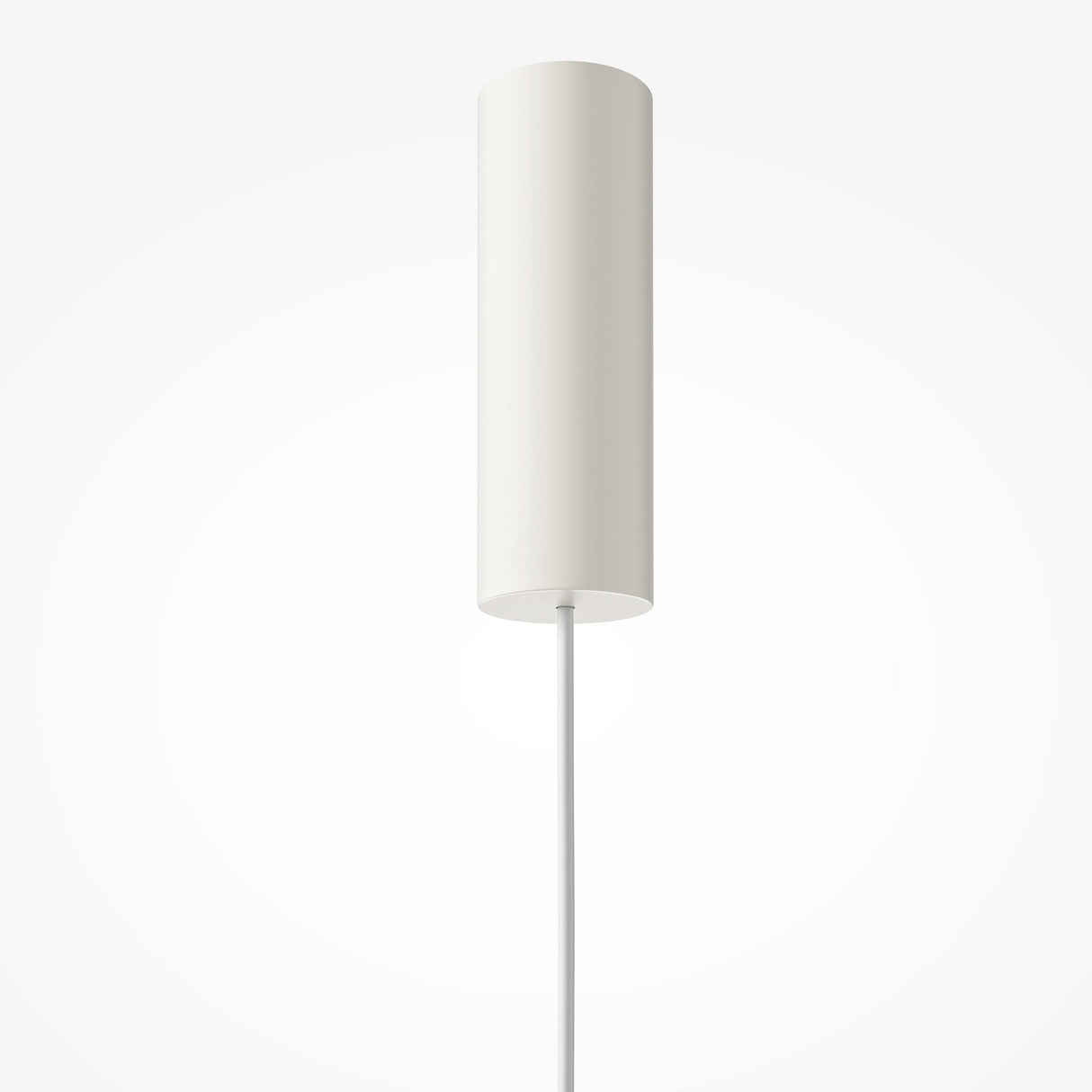 The Kyoto LED Pendant Light features a white glossy glass, cylindrical design that hangs against a plain white backdrop. Its sleek appearance and energy-efficient LED lighting give it a modern edge, while it suspends gracefully from a thin cord.