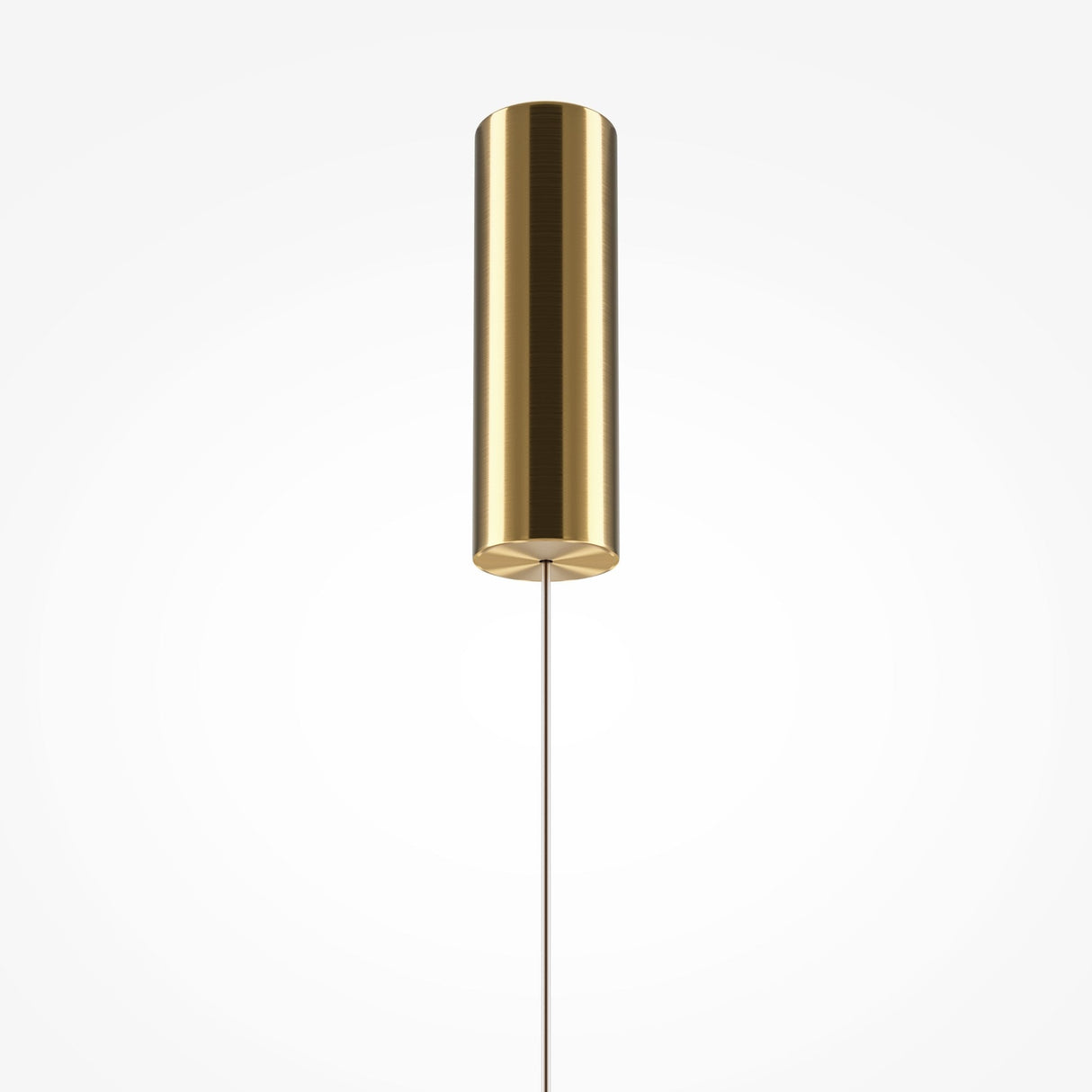 The Golden Cage LED Pendant Light - Gold With Wire Spheres has a sleek gold cylindrical shade, suspended from a thin cord. It blends modern design with energy-efficient LED technology, offering style and sustainability against a plain white background.