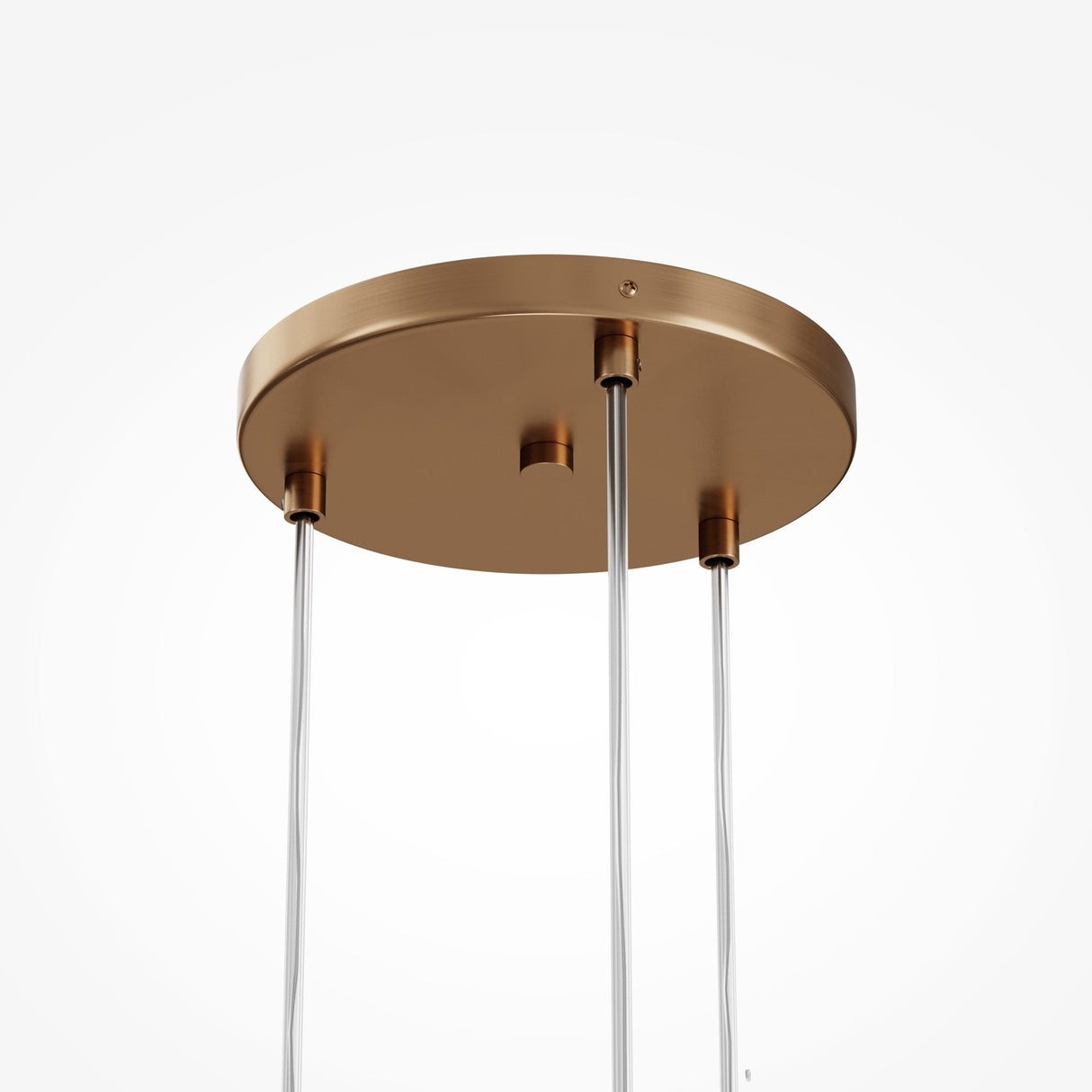 The Basic Form 3 Light Cluster Pendant, with its circular gold finish and clear glass, exudes modern elegance.