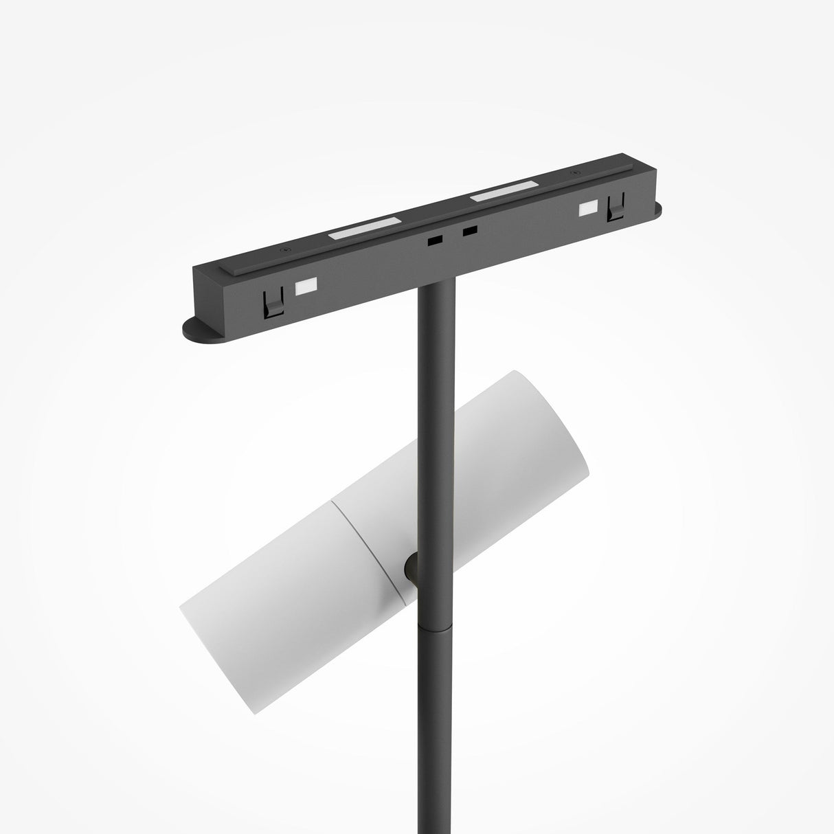 Mounting components for Elti Duo LED Magnetic Exility Track Spotlight, demonstrating installation convenience for white and black model